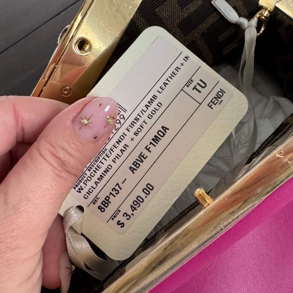 NWT Hot Pink Midi Fendi First Pouchette Clutch - Picture 5 of 12